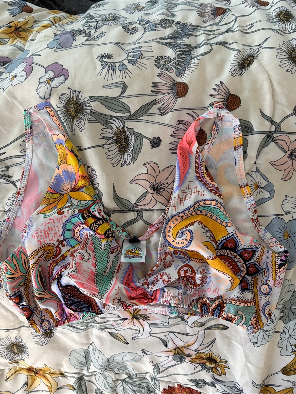 Paisley Floral Wireless Bralette - Multicolor Print
